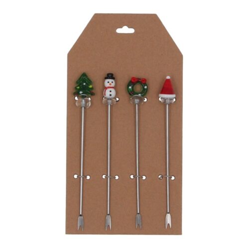 CHRISTMAS CANAPE FORKS - SET OF 4