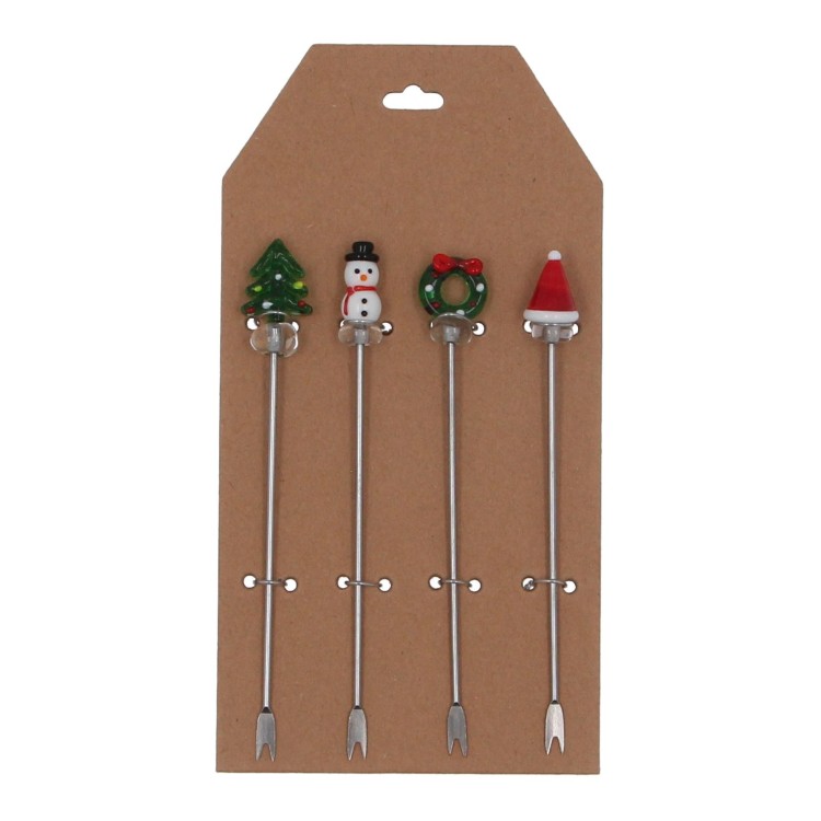 CHRISTMAS CANAPE FORKS - SET OF 4