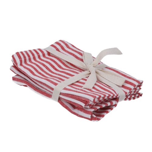 RED STRIPE NAPKINS - SET OF 4
