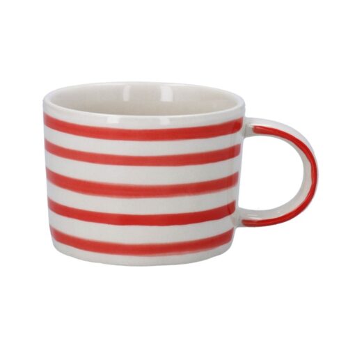CANDY CANE RED STRIPED STONEWARE MUG