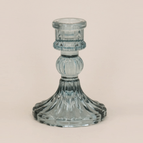 GLASS CANDLE HOLDER - BLUE