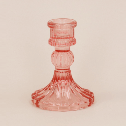 GLASS CANDLE HOLDER - DUSKY PINK