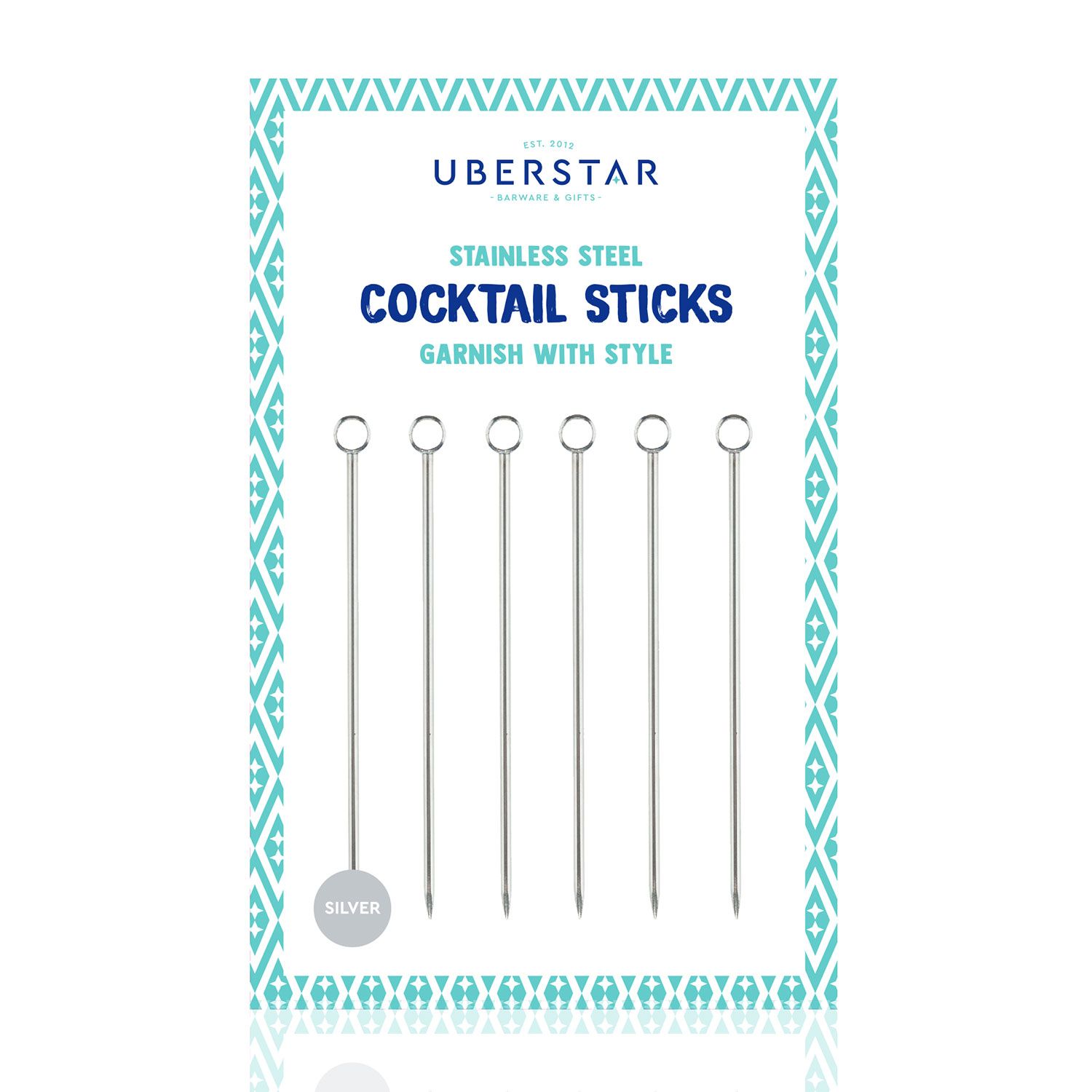 UBERSTAR COCKTAIL STIRRER STICKS - SILVER FINISH - Image 3