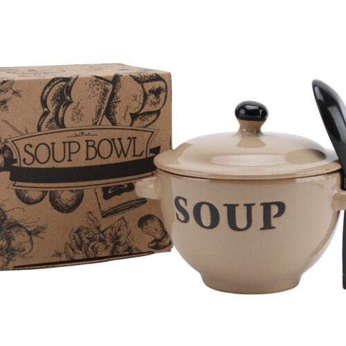 CREAM SOUP BOWL AND SPOON SET