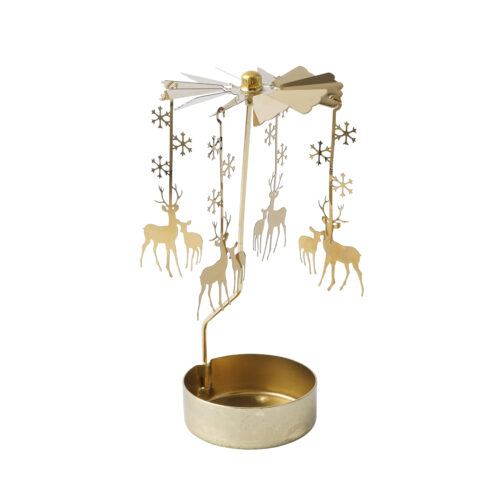 TEALIGHT SPINNER - GOLD REINDEER