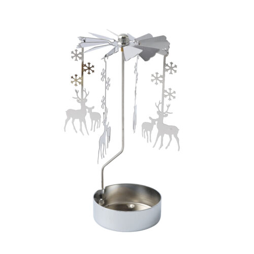TEALIGHT SPINNER - SILVER REINDEER