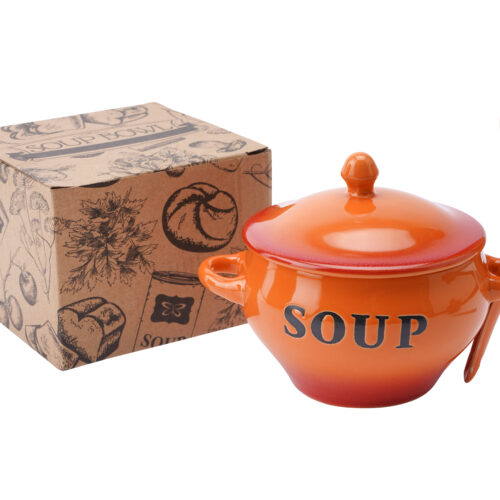 ORANGE SOUP BOWL AND SPOON SET