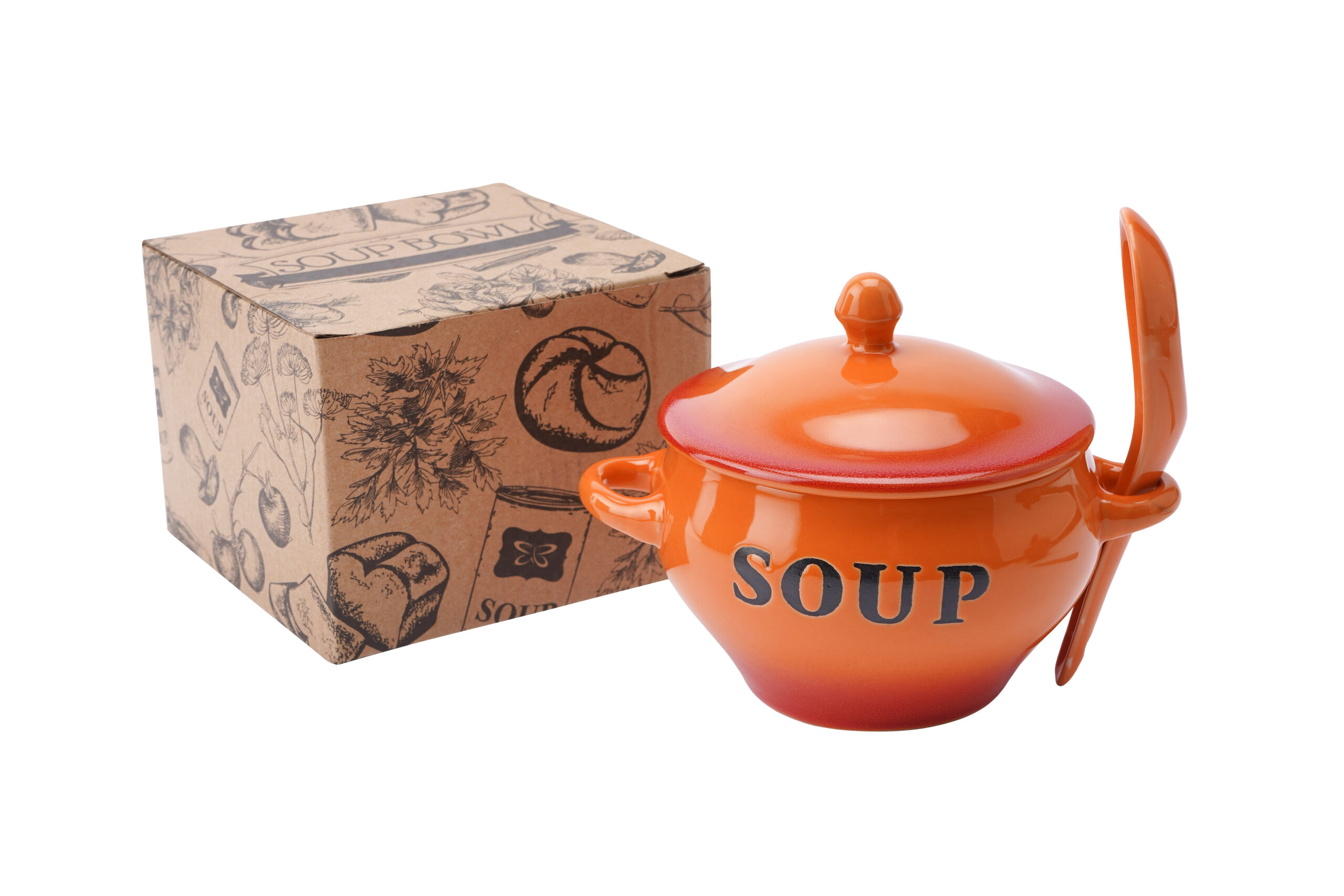 ORANGE SOUP BOWL AND SPOON SET
