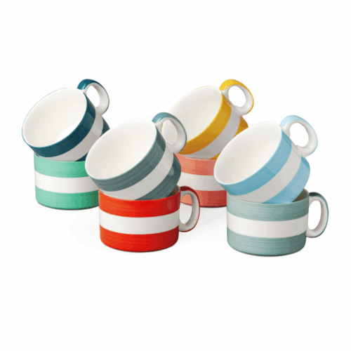 STRIPED HAND DECORATED WIDE MUG