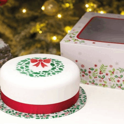 CAKEBOARD - ROUND THIN 10 " HOLLY DESIGN