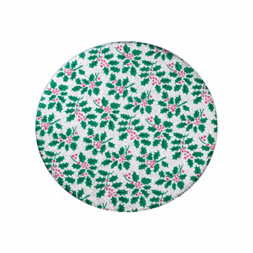 CAKEBOARD - ROUND THIN 9 " HOLLY DESIGN