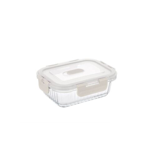 FLOW & CARE RECTANGULAR GLASS CONTAINER WITH LID - 640ML