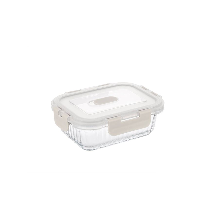 FLOW & CARE RECTANGULAR GLASS CONTAINER WITH LID - 640ML