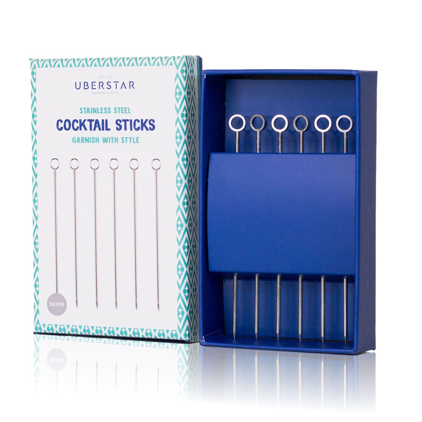 UBERSTAR COCKTAIL STIRRER STICKS - SILVER FINISH