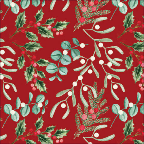 FOLIAGE SCATTER RED PAPER NAPKINS