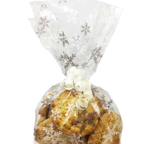CELLOPHANE GIFT BAGS - SNOWFLAKE DESIGN - PACK OF 20