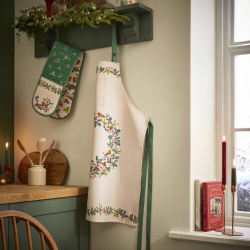 CHRISTMAS ROBINS COTTON APRON
