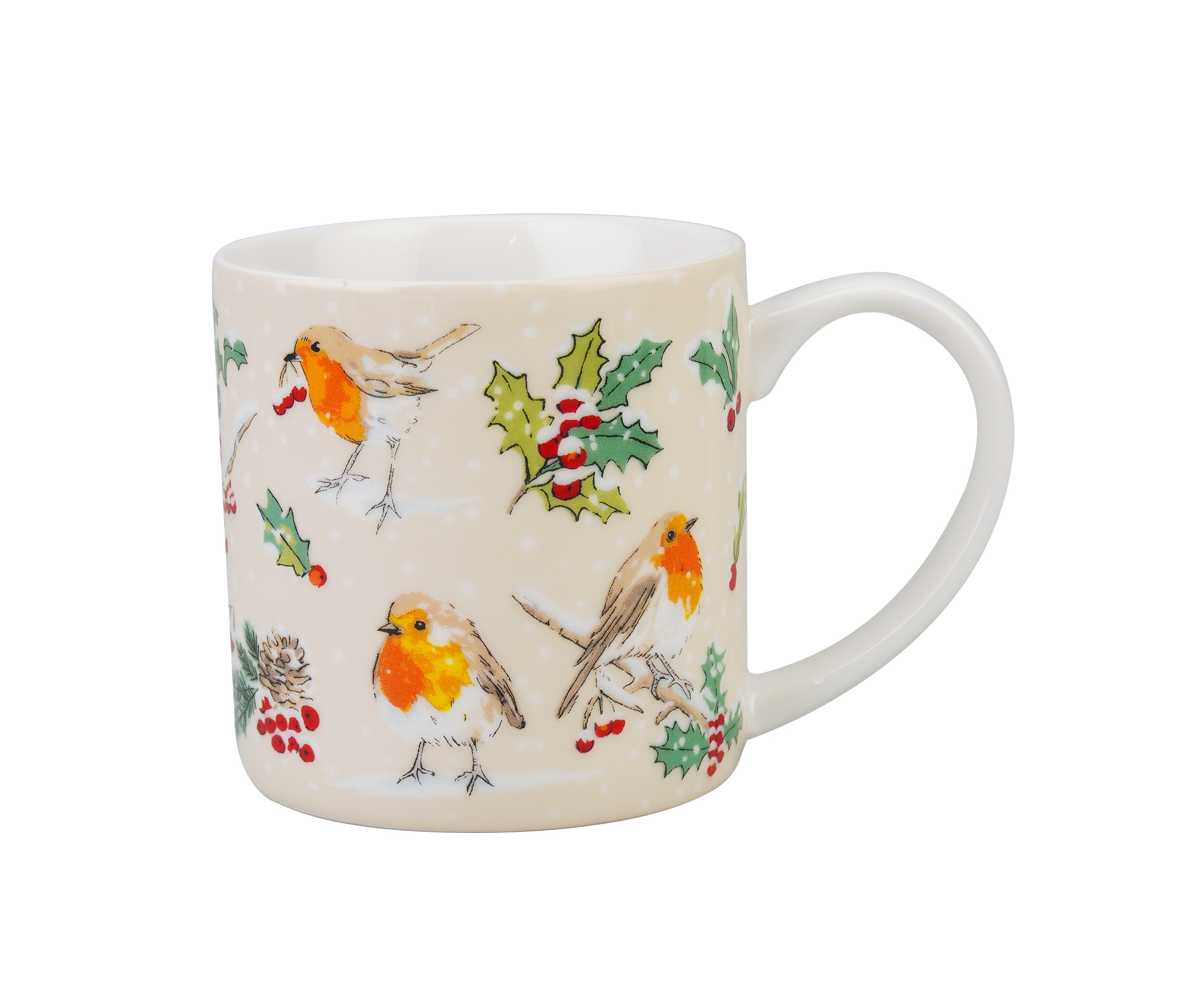 CHRISTMAS ROBINS NEW BONE CHINA MUG - Image 2