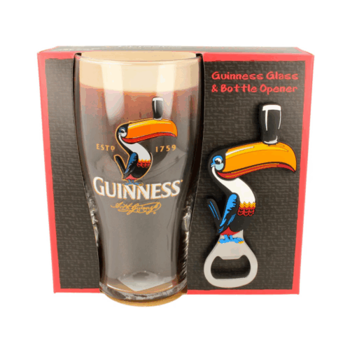 GUINNESS 'TOUCAN' PINT GLASS  AND BOTTLE OPENER GIFT BOX