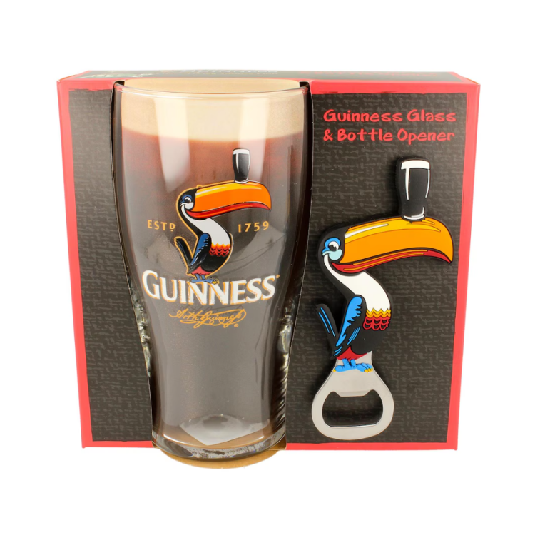 GUINNESS 'TOUCAN' PINT GLASS AND BOTTLE OPENER GIFT BOX