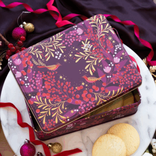 SARA MILLER BERRY WREATH DEEP RECTANGULAR TIN