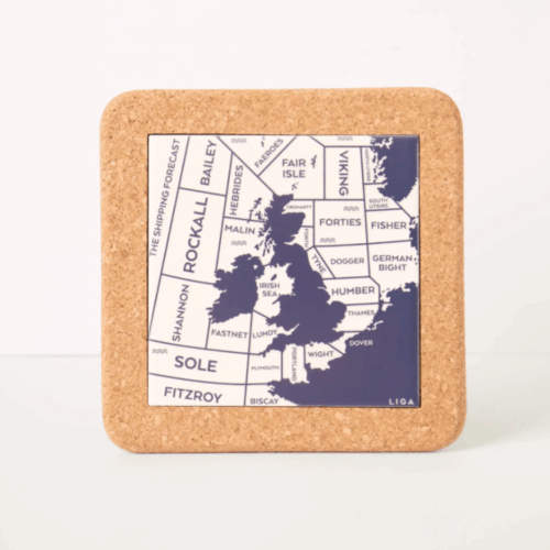 SHIPPING FORECAST CORK AND TILE TRIVET