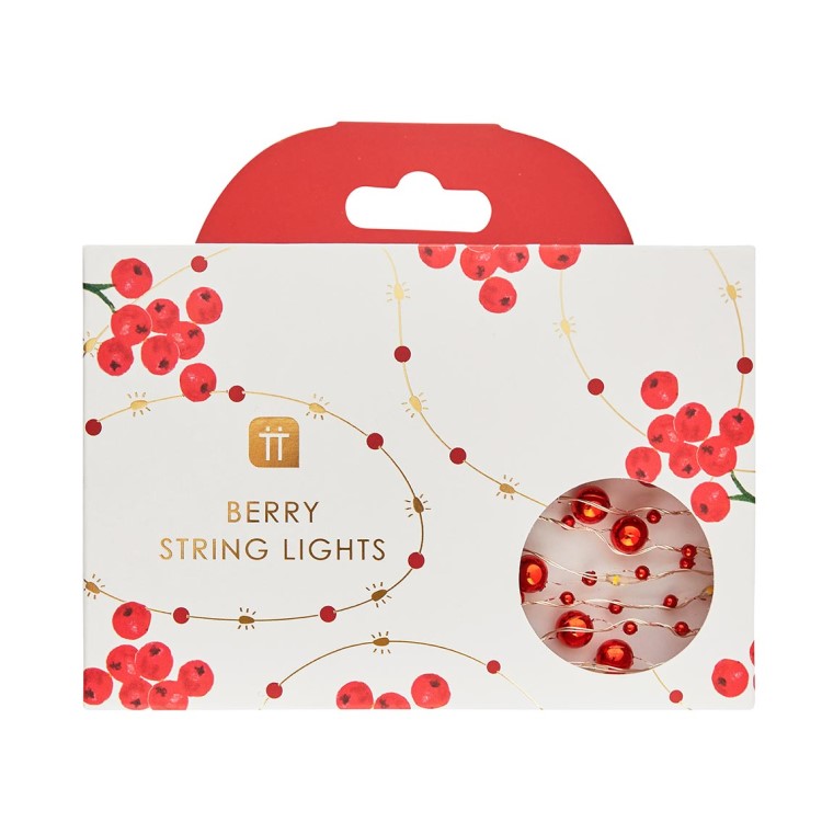 BOTANICAL RED BERRY BEAD STRING LIGHTS - 3 METER LENGTH - Image 2