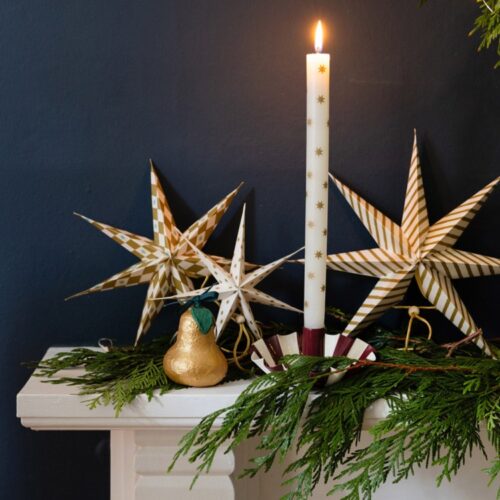 GOLD STARS DINNER CANDLE 28CM