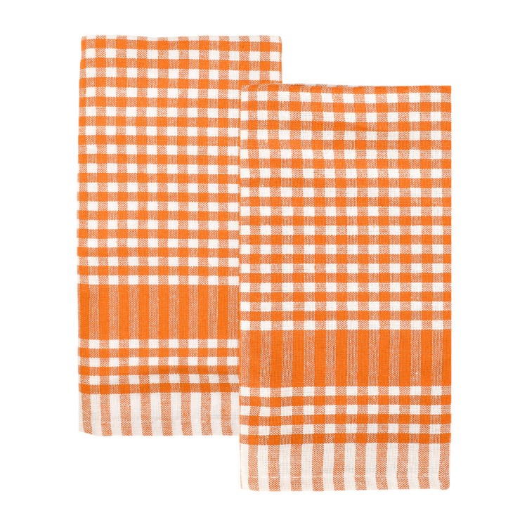 GINGHAM COTTON NAPKINS - ORANGE / PACK OF 2 - Image 2