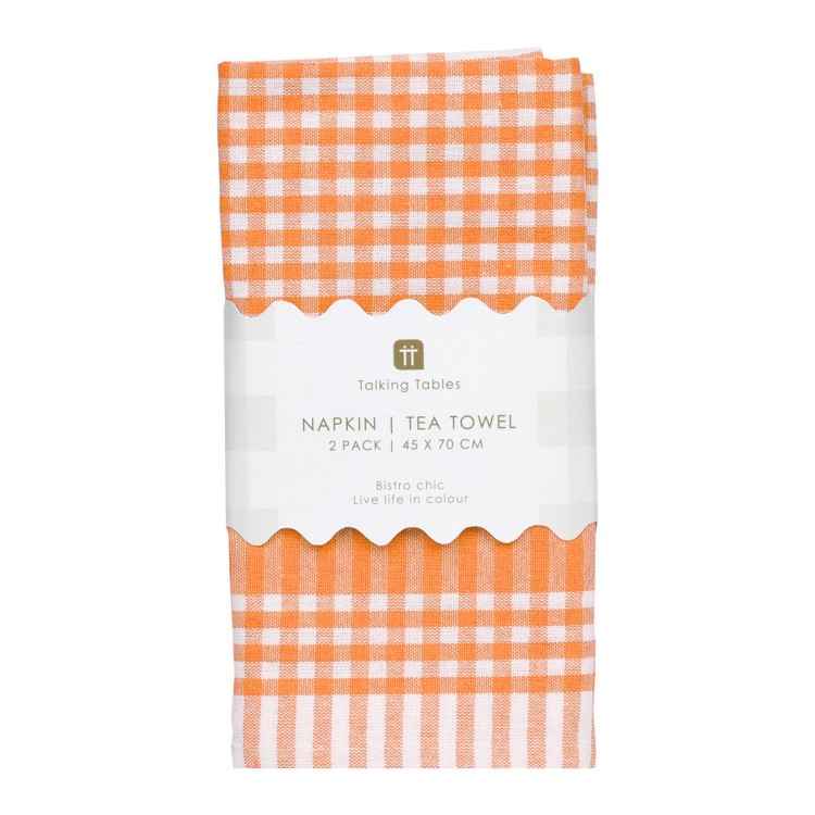 GINGHAM COTTON NAPKINS - ORANGE / PACK OF 2 - Image 3