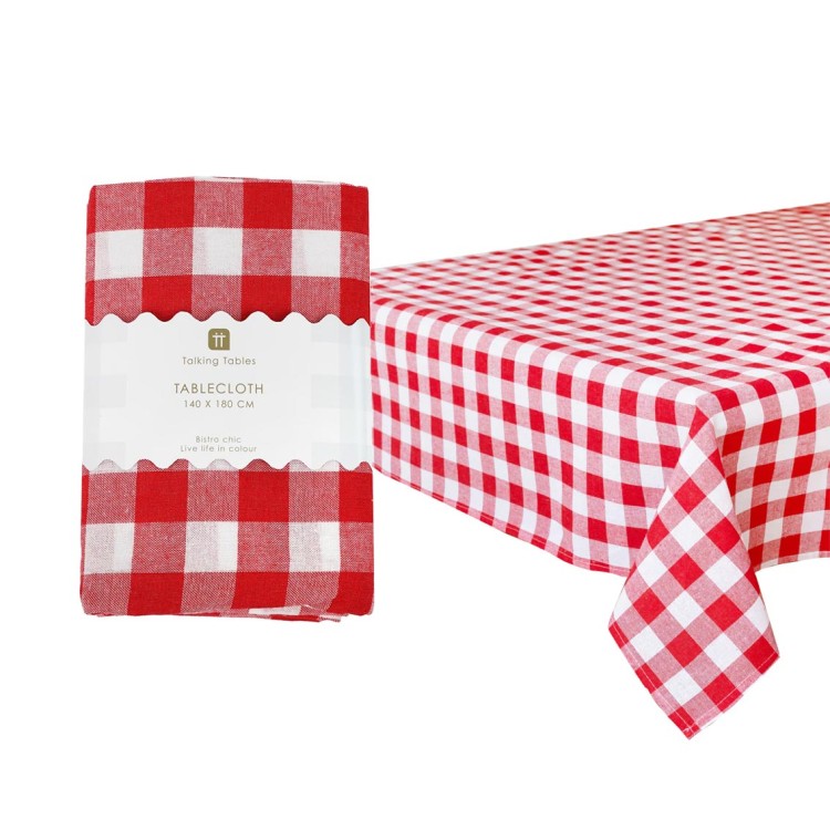 GINGHAM FABRIC TABLECLOTH -RED