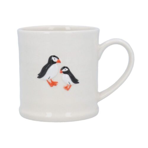 STONEWARE LARGE MUG - PUFFINS